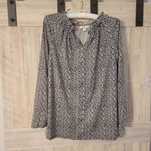 Black & White print blouse - Sz M